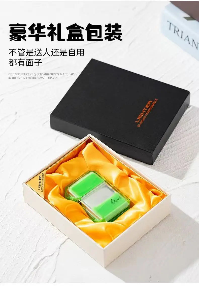 Unusual Quicksand Luminous Kero sene Lighter Inflatable Lighter Windproof Cigarette Lighter Smoking Accessories Men Gift Cool