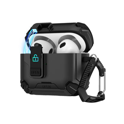 Portable Shockproof Case For AirPods 4 Pro 2 3 Case Cover with Lock T, Keychain, Magnetic Lid, Support Wireless Charging