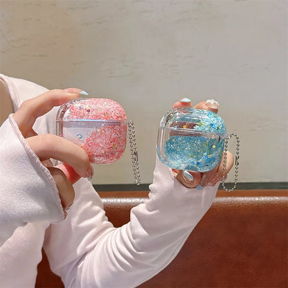 Luminous Glitter Liquid Quicksand Transparent Earphone Case For AirPods 4 Pro 3 2 1 Pro3 Wireless Headphone Protection Cover