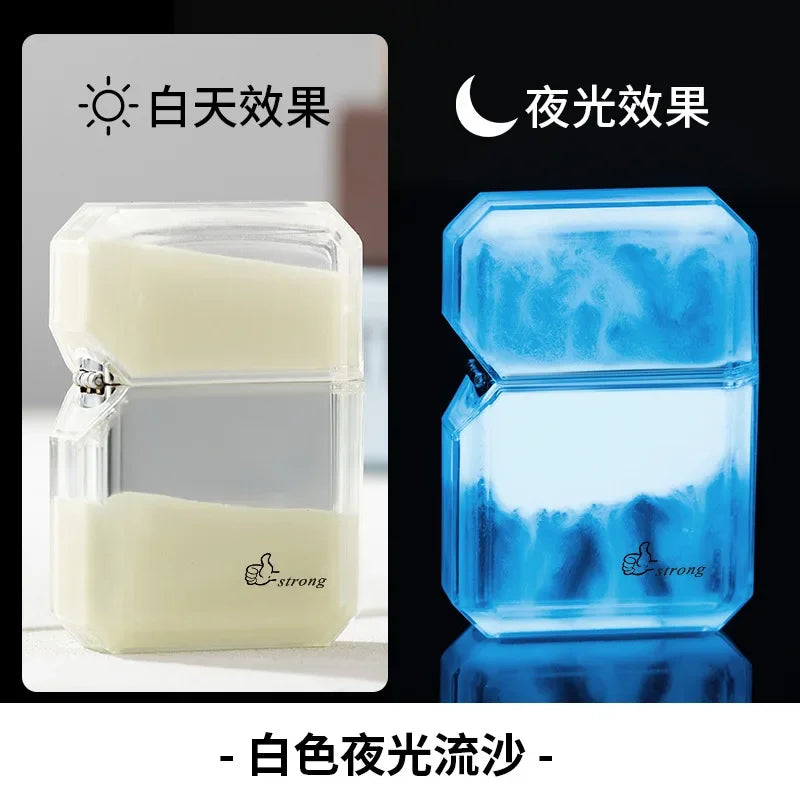 Unusual Quicksand Luminous Kero sene Lighter Inflatable Lighter Windproof Cigarette Lighter Smoking Accessories Men Gift Cool