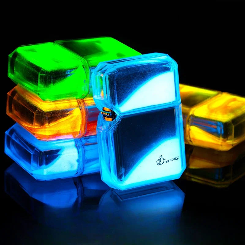 Unusual Quicksand Luminous Kero sene Lighter Inflatable Lighter Windproof Cigarette Lighter Smoking Accessories Men Gift Cool
