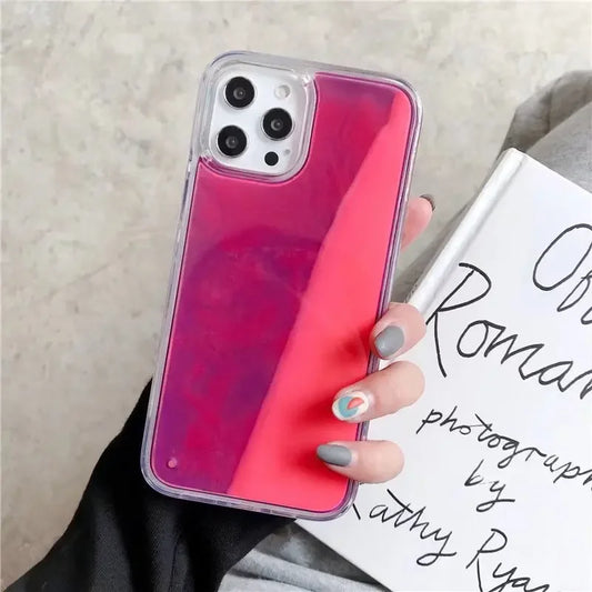 pink luminous glitter case