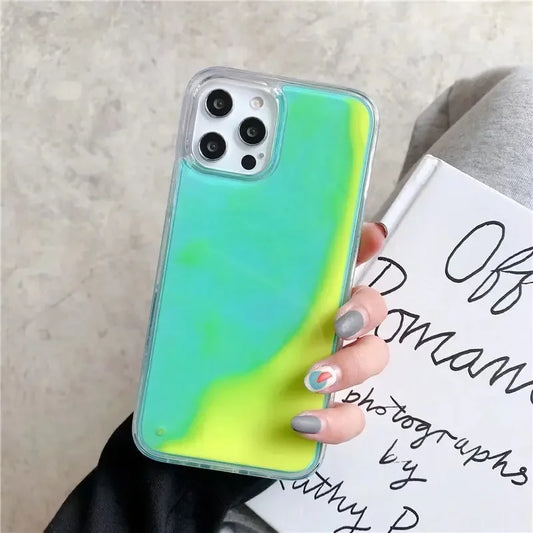 Green & Yellow luminous glitter case