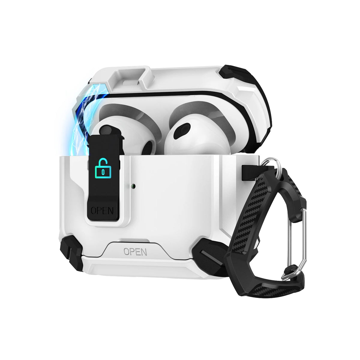 Portable Shockproof Case For AirPods 4 Pro 2 3 Case Cover with Lock T, Keychain, Magnetic Lid, Support Wireless Charging