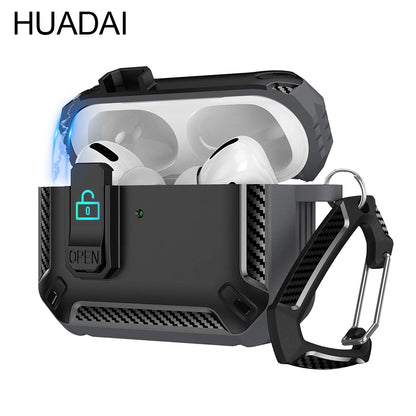 Portable Shockproof Case For AirPods 4 Pro 2 3 Case Cover with Lock T, Keychain, Magnetic Lid, Support Wireless Charging