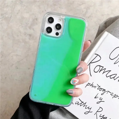 turquoise & green luminous glitter case