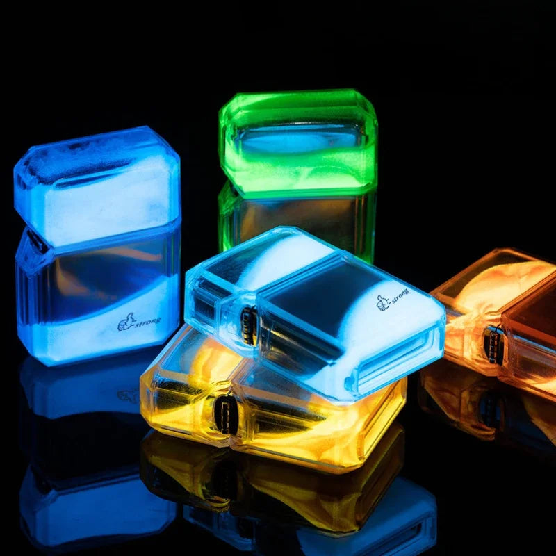 Unusual Quicksand Luminous Kero sene Lighter Inflatable Lighter Windproof Cigarette Lighter Smoking Accessories Men Gift Cool