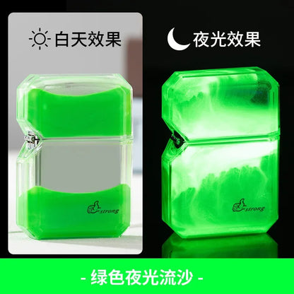 Unusual Quicksand Luminous Kero sene Lighter Inflatable Lighter Windproof Cigarette Lighter Smoking Accessories Men Gift Cool